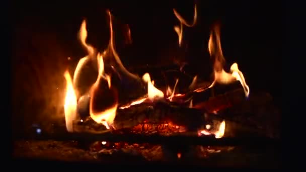 Fire Oven Fireplace Closeup Slow Motion — Stock Video