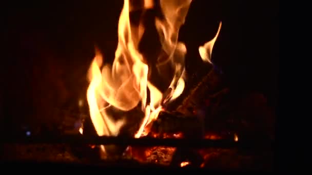 Fire Oven Fireplace Closeup Slow Motion — Stock Video