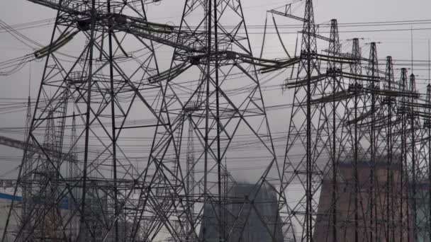 Elektrik Santrali Elektrik Güç Stasyonları Ekipmanı Borudan Beyaz Duman — Stok video