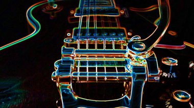   Elektro gitar. Neon ışığı. Duvar Kağıdı                             
