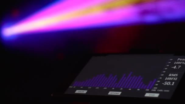 Sprzęt Muzyczny Equalizer Analizator Światło Pokaz Kolorowe Tło — Wideo stockowe