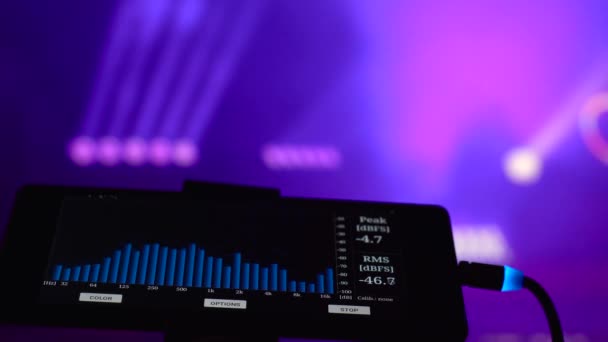 Musikinstrumente Equalizer Und Analysator Licht Für Die Show Farbenfroher Hintergrund — Stockvideo