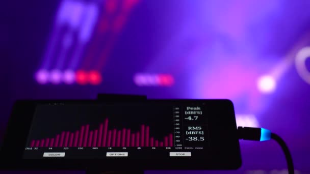 Musikinstrumente Equalizer Und Analysator Licht Für Die Show Farbenfroher Hintergrund — Stockvideo