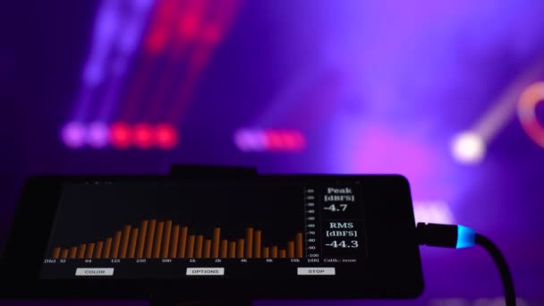 Musikinstrumente Equalizer Und Analysator Licht Für Die Show Farbenfroher Hintergrund — Stockvideo