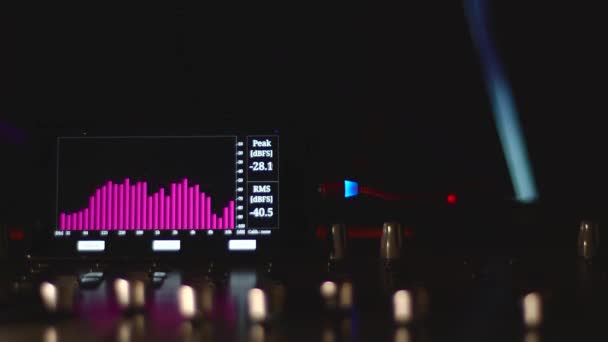 Equipamento Palco Musical Equalizador Analisador Luz Para Mostrar Fundo Colorido — Vídeo de Stock