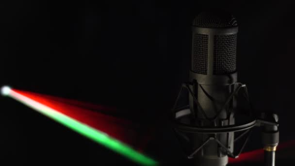 Microfone Estúdio Palco Música Equipamento Som Estúdio — Vídeo de Stock