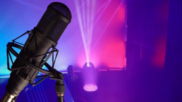 Microfono Studio Palcoscenico Studio Apparecchiature Sonore — Video Stock