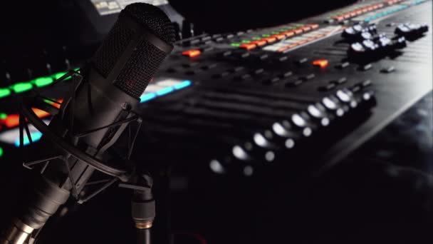 Мікрофон Студії Музична Сцена Студійне Звукове Обладнання — стокове відео