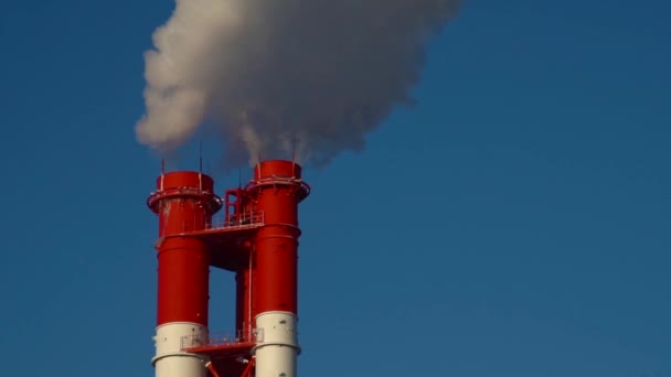 Power Station Equipment Electric Power Stations White Smoke Pipe — Stock Video