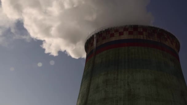 Central Eléctrica Equipo Las Estaciones Energía Eléctrica Humo Blanco Tubo — Vídeo de stock