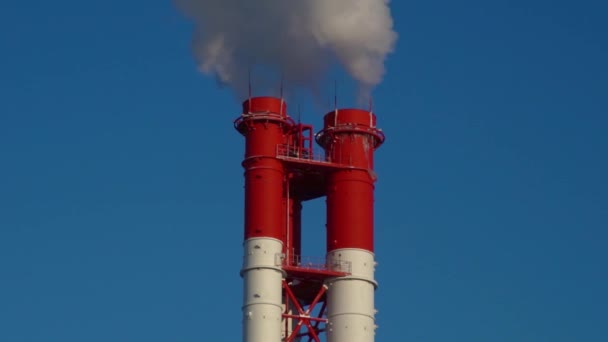 Power Station Equipment Electric Power Stations White Smoke Pipe — Stock Video