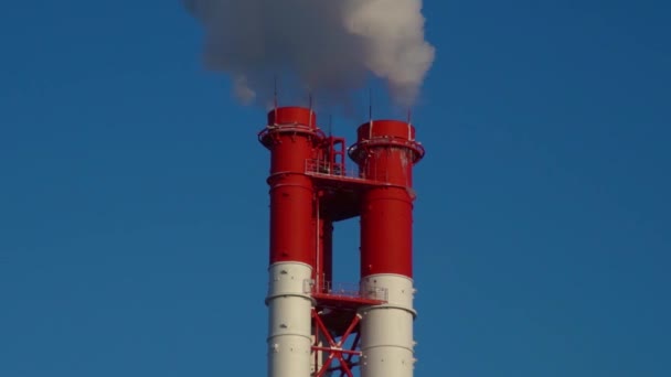 Power Station Equipment Electric Power Stations White Smoke Pipe — Stock Video