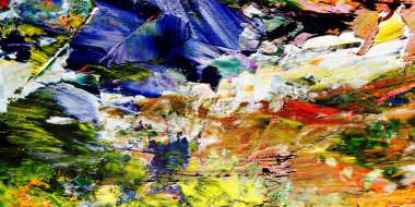 Renkli soyut resim arkaplanı. Modern motif görsel sanat. Yağ renkli yoğun bir karışım. Moda el boyama bezi. Moda poster kağıdı için tuval üzerindeki fırça darbelerini boya