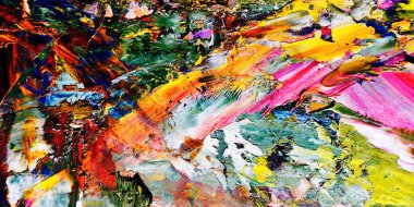 Renkli soyut resim arkaplanı. Modern motif görsel sanat. Yağ renkli yoğun bir karışım. Moda el boyama bezi. Moda poster kağıdı için tuval üzerindeki fırça darbelerini boya