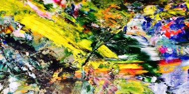 Renkli soyut resim arkaplanı. Modern motif görsel sanat. Yağ renkli yoğun bir karışım. Moda el boyama bezi. Moda poster kağıdı için tuval üzerindeki fırça darbelerini boya