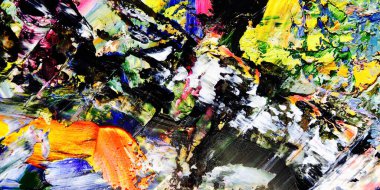 Renkli soyut resim arkaplanı. Modern motif görsel sanat. Yağ renkli yoğun bir karışım. Moda el boyama bezi. Moda poster kağıdı için tuval üzerindeki fırça darbelerini boya
