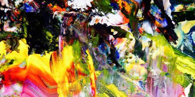 Renkli soyut resim arkaplanı. Modern motif görsel sanat. Yağ renkli yoğun bir karışım. Moda el boyama bezi. Moda poster kağıdı için tuval üzerindeki fırça darbelerini boya