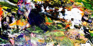 Renkli soyut resim arkaplanı. Modern motif görsel sanat. Yağ renkli yoğun bir karışım. Moda el boyama bezi. Moda poster kağıdı için tuval üzerindeki fırça darbelerini boya