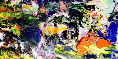 Renkli soyut resim arkaplanı. Modern motif görsel sanat. Yağ renkli yoğun bir karışım. Moda el boyama bezi. Moda poster kağıdı için tuval üzerindeki fırça darbelerini boya