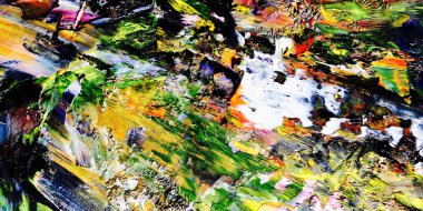 Renkli soyut resim arkaplanı. Modern motif görsel sanat. Yağ renkli yoğun bir karışım. Moda el boyama bezi. Moda poster kağıdı için tuval üzerindeki fırça darbelerini boya