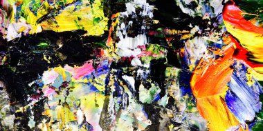 Renkli soyut resim arkaplanı. Modern motif görsel sanat. Yağ renkli yoğun bir karışım. Moda el boyama bezi. Moda poster kağıdı için tuval üzerindeki fırça darbelerini boya