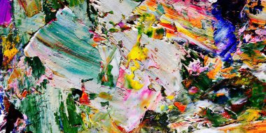 Renkli soyut resim arkaplanı. Modern motif görsel sanat. Yağ renkli yoğun bir karışım. Moda el boyama bezi. Moda poster kağıdı için tuval üzerindeki fırça darbelerini boya