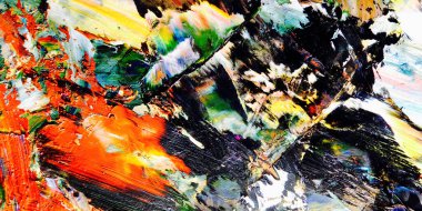 Renkli soyut resim arkaplanı. Modern motif görsel sanat. Yağ renkli yoğun bir karışım. Moda el boyama bezi. Moda poster kağıdı için tuval üzerindeki fırça darbelerini boya