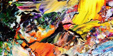 Renkli soyut resim arkaplanı. Modern motif görsel sanat. Yağ renkli yoğun bir karışım. Moda el boyama bezi. Moda poster kağıdı için tuval üzerindeki fırça darbelerini boya