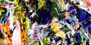Renkli soyut resim arkaplanı. Modern motif görsel sanat. Yağ renkli yoğun bir karışım. Moda el boyama bezi. Moda poster kağıdı için tuval üzerindeki fırça darbelerini boya