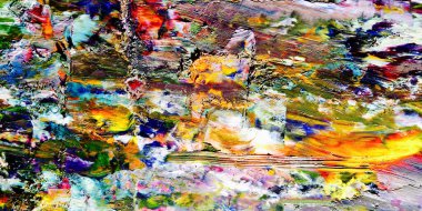 Renkli soyut resim arkaplanı. Modern motif görsel sanat. Yağ renkli yoğun bir karışım. Moda el boyama bezi. Moda poster kağıdı için tuval üzerindeki fırça darbelerini boya