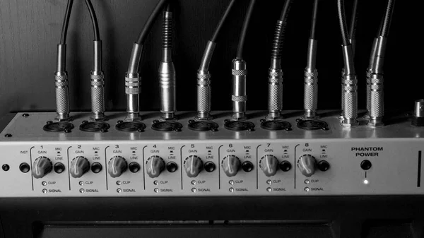 Vorbereitung Des Soundmix Panels Auf Den Betrieb Musikinstrumente Für Die — Stockfoto