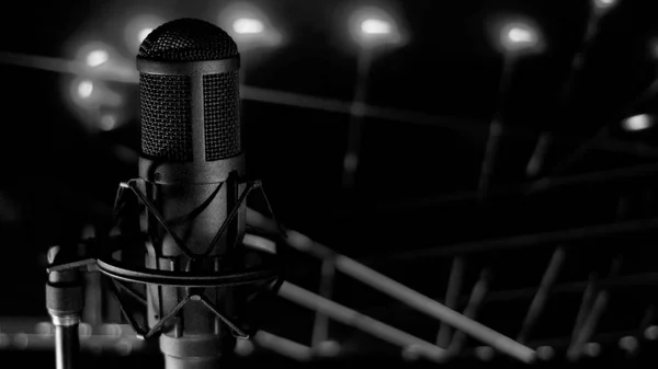 microphone at studio . Music stage . studio sound equipment