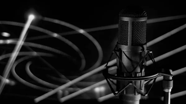Microfone Estúdio Palco Música Estúdio Som Equipmen — Fotografia de Stock