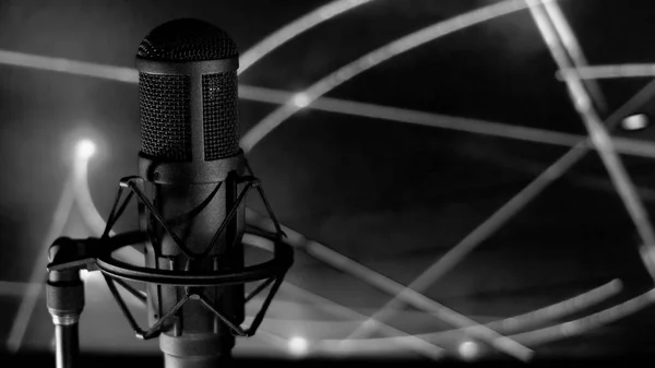 Mikrofon Studiu Hudební Scéna Studio Zvukové Zařízení — Stock fotografie