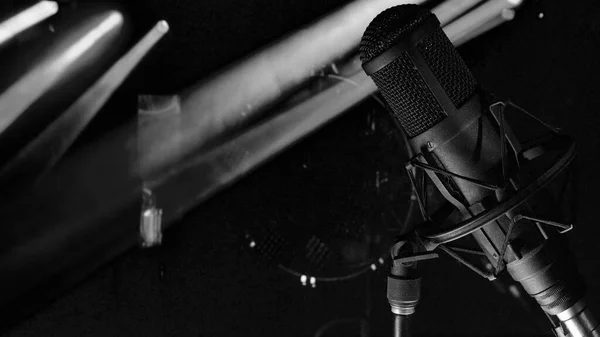 Микрофон Студии Музыкальная Сцена Студийное Оборудование — стоковое фото