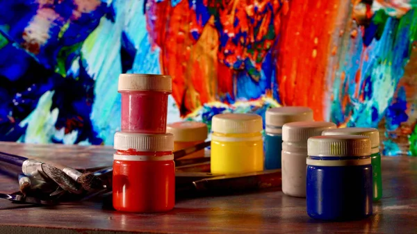 Kunstborstels Verf Kunstschilderkunst Achtergrond Kleur — Stockfoto