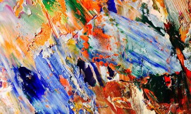Renkli soyut resim arkaplanı. Modern motif görsel sanat. Yağ renkli yoğun bir karışım. Moda el boyama bezi. Moda poster kağıdı için tuval üzerindeki fırça darbelerini boya