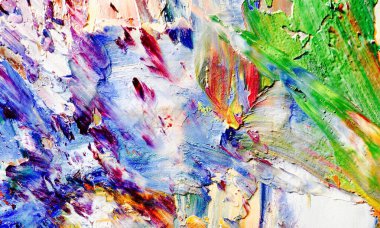 Renkli soyut resim arkaplanı. Modern motif görsel sanat. Yağ renkli yoğun bir karışım. Moda el boyama bezi. Moda poster kağıdı için tuval üzerindeki fırça darbelerini boya