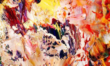 Renkli soyut resim arkaplanı. Modern motif görsel sanat. Yağ renkli yoğun bir karışım. Moda el boyama bezi. Moda poster kağıdı için tuval üzerindeki fırça darbelerini boya