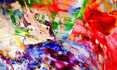 Renkli soyut resim arkaplanı. Modern motif görsel sanat. Yağ renkli yoğun bir karışım. Moda el boyama bezi. Moda poster kağıdı için tuval üzerindeki fırça darbelerini boya
