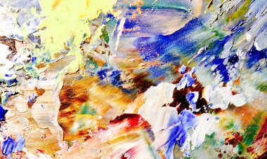 Renkli soyut resim arkaplanı. Modern motif görsel sanat. Yağ renkli yoğun bir karışım. Moda el boyama bezi. Moda poster kağıdı için tuval üzerindeki fırça darbelerini boya