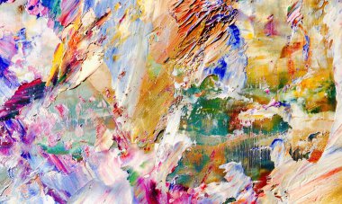 Renkli soyut resim arkaplanı. Modern motif görsel sanat. Yağ renkli yoğun bir karışım. Moda el boyama bezi. Moda poster kağıdı için tuval üzerindeki fırça darbelerini boya
