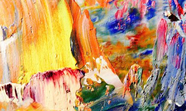 Renkli soyut resim arkaplanı. Modern motif görsel sanat. Yağ renkli yoğun bir karışım. Moda el boyama bezi. Moda poster kağıdı için tuval üzerindeki fırça darbelerini boya