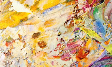 Renkli soyut resim arkaplanı. Modern motif görsel sanat. Yağ renkli yoğun bir karışım. Moda el boyama bezi. Moda poster kağıdı için tuval üzerindeki fırça darbelerini boya