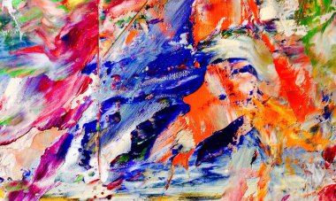 Renkli soyut resim arkaplanı. Modern motif görsel sanat. Yağ renkli yoğun bir karışım. Moda el boyama bezi. Moda poster kağıdı için tuval üzerindeki fırça darbelerini boya