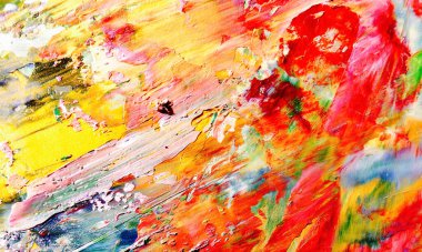 Renkli soyut resim arkaplanı. Modern motif görsel sanat. Yağ renkli yoğun bir karışım. Moda el boyama bezi. Moda poster kağıdı için tuval üzerindeki fırça darbelerini boya