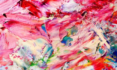 Renkli soyut resim arkaplanı. Modern motif görsel sanat. Yağ renkli yoğun bir karışım. Moda el boyama bezi. Moda poster kağıdı için tuval üzerindeki fırça darbelerini boya