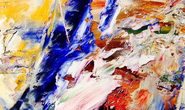 Renkli soyut resim arkaplanı. Modern motif görsel sanat. Yağ renkli yoğun bir karışım. Moda el boyama bezi. Moda poster kağıdı için tuval üzerindeki fırça darbelerini boya