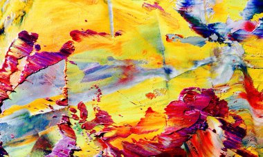 Renkli soyut resim arkaplanı. Modern motif görsel sanat. Yağ renkli yoğun bir karışım. Moda el boyama bezi. Moda poster kağıdı için tuval üzerindeki fırça darbelerini boya