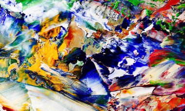 Renkli soyut resim arkaplanı. Modern motif görsel sanat. Yağ renkli yoğun bir karışım. Moda el boyama bezi. Moda poster kağıdı için tuval üzerindeki fırça darbelerini boya